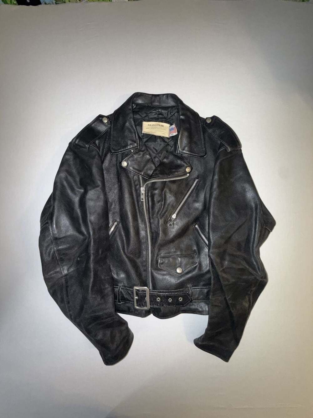 Schott Perfecto 418-453-474-SM Custom Painted Rock N Roll Leather Biker Jacket